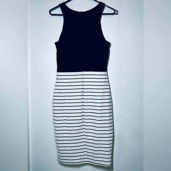 NWOT Lulus Kiss Cross Black and Ivory Striped Midi Dress - Picture 10 of 10
